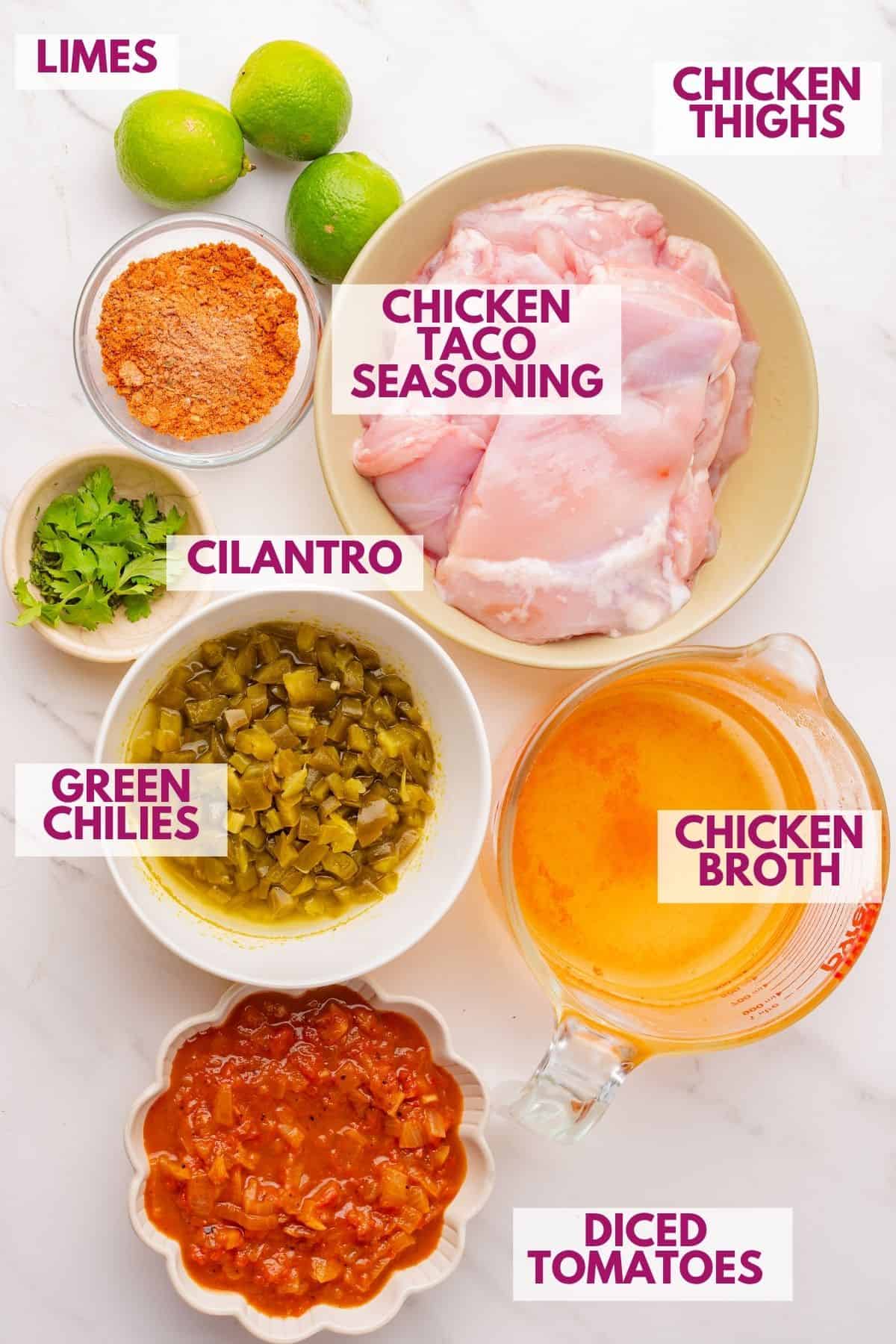 ingredients to make Slow Cooker Mexican Shredded Chicken