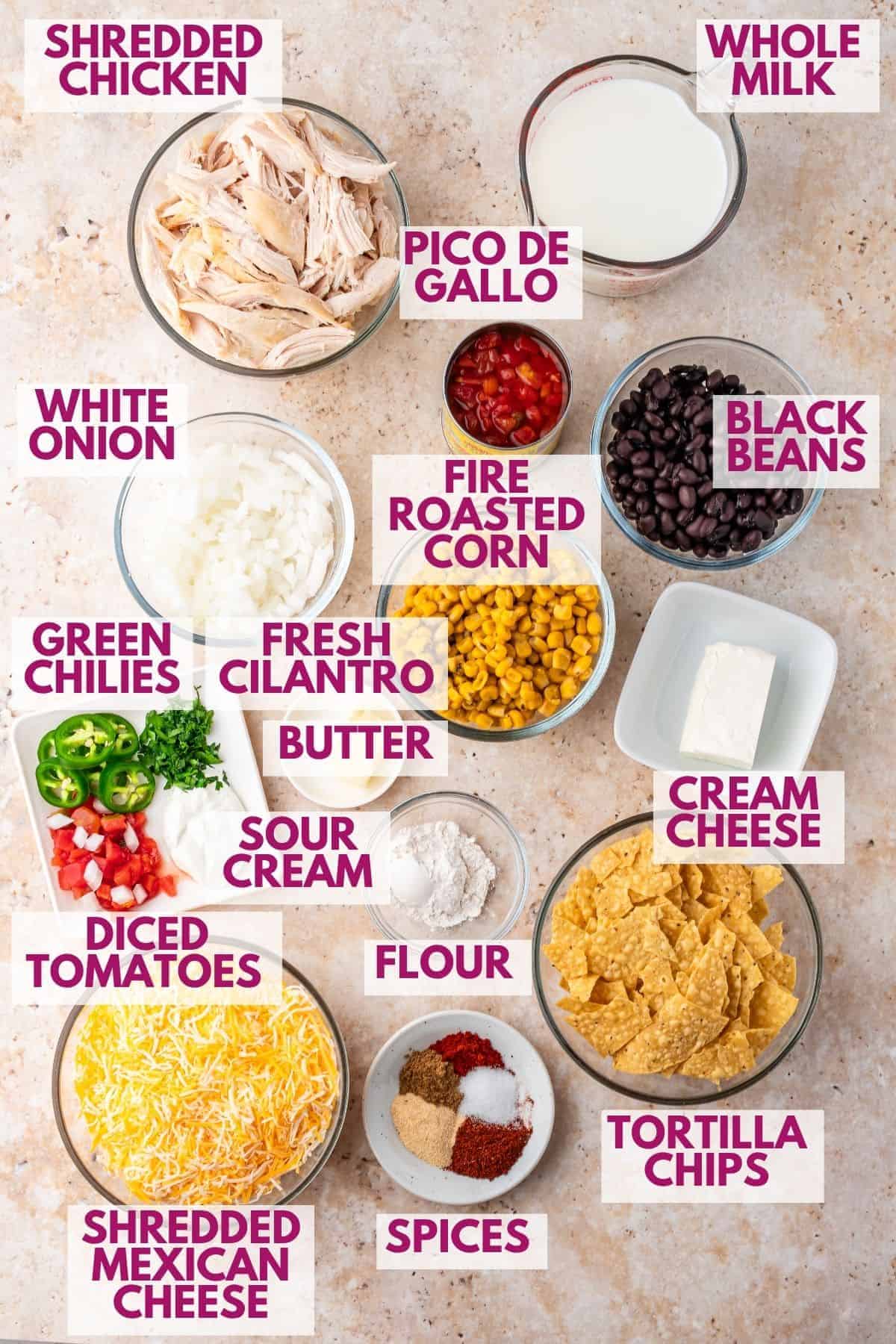 ingredients to make Mexican chicken casserole