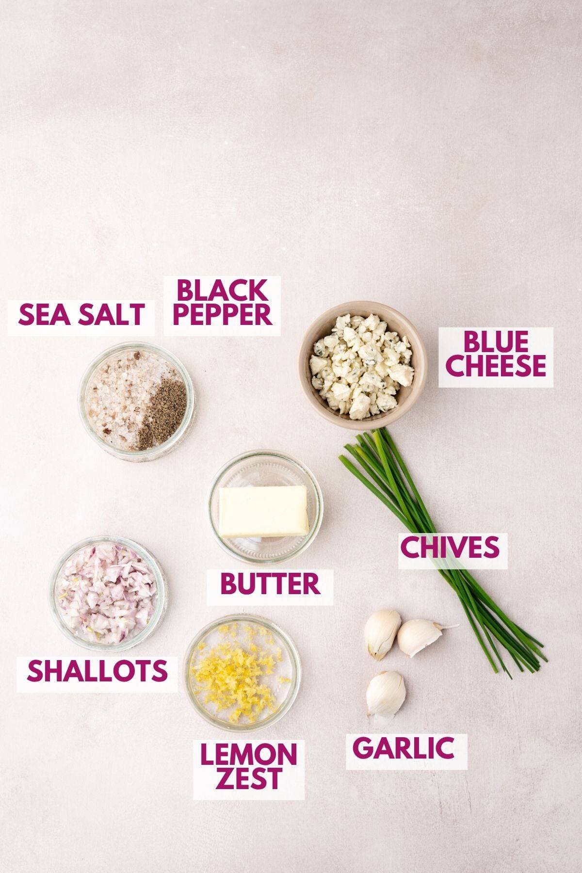 ingredients to make blue cheese butter