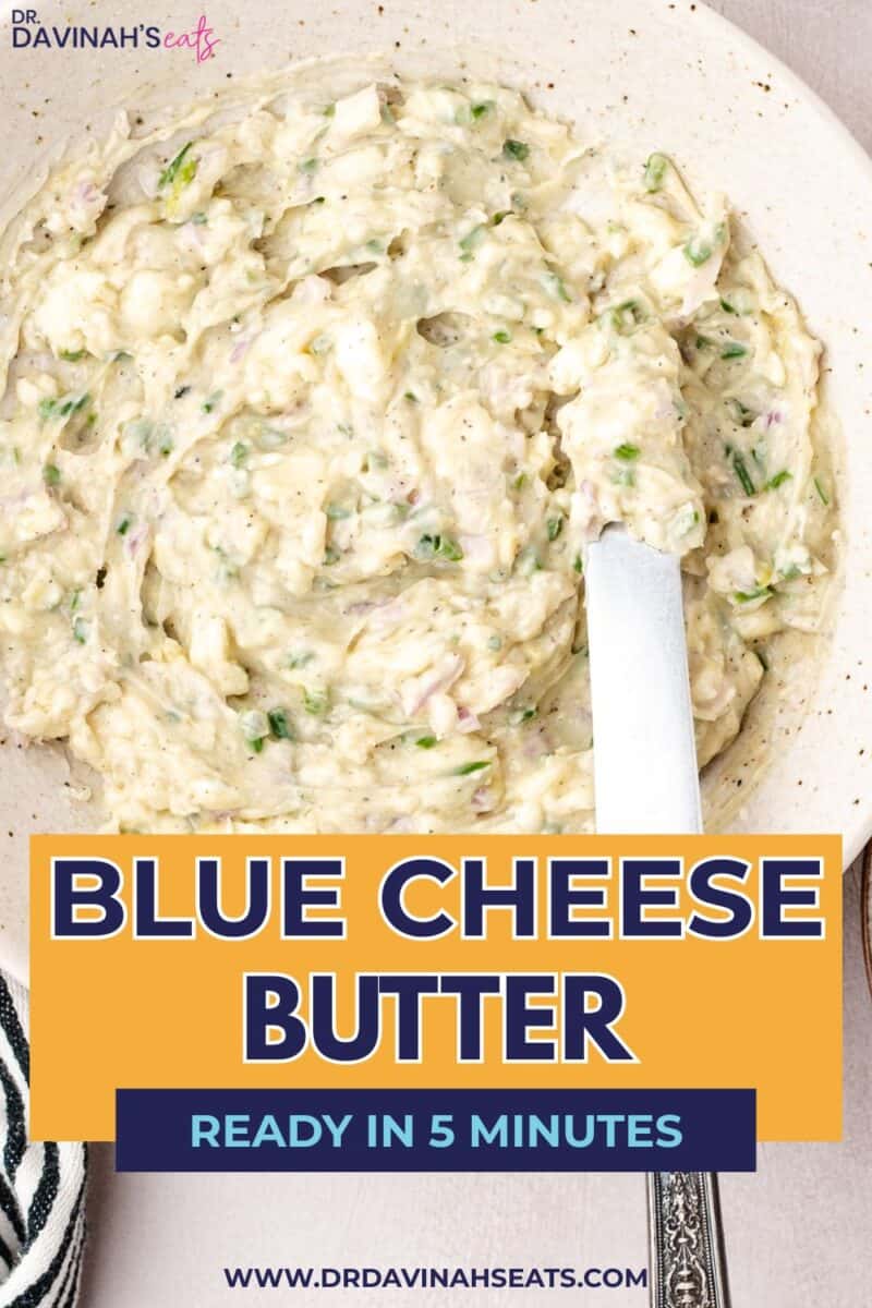 Compound butter with blue cheese ready for steak and burgers