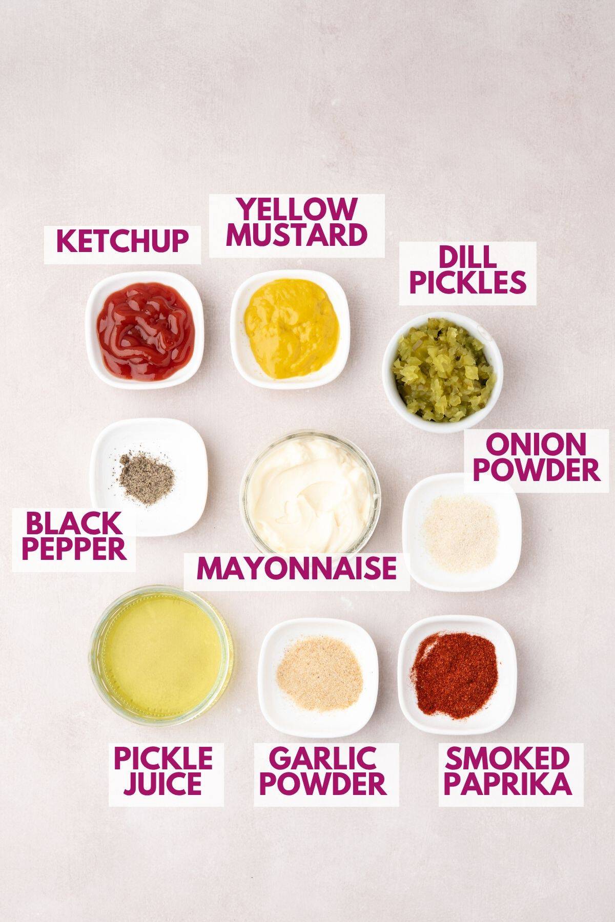 ingredients to make burger sauce