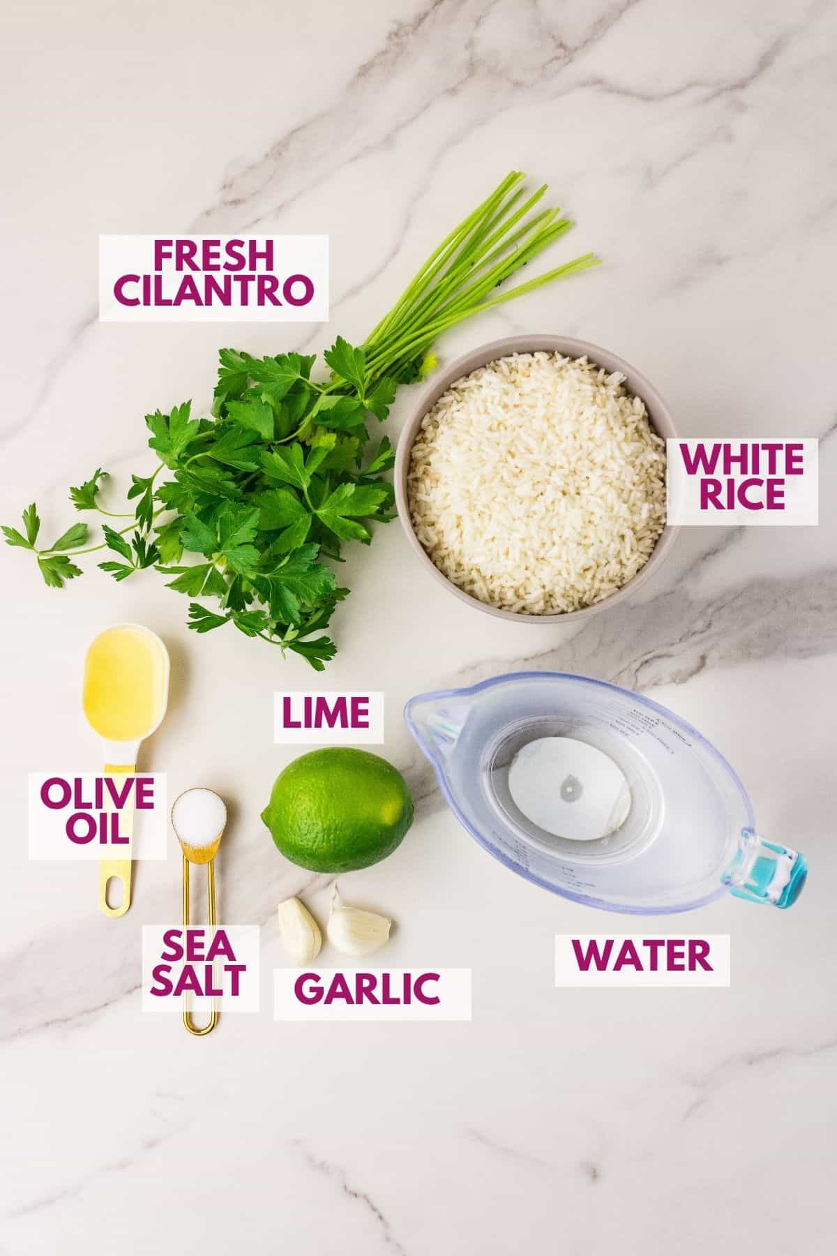 ingredients to make cilantro lime rice