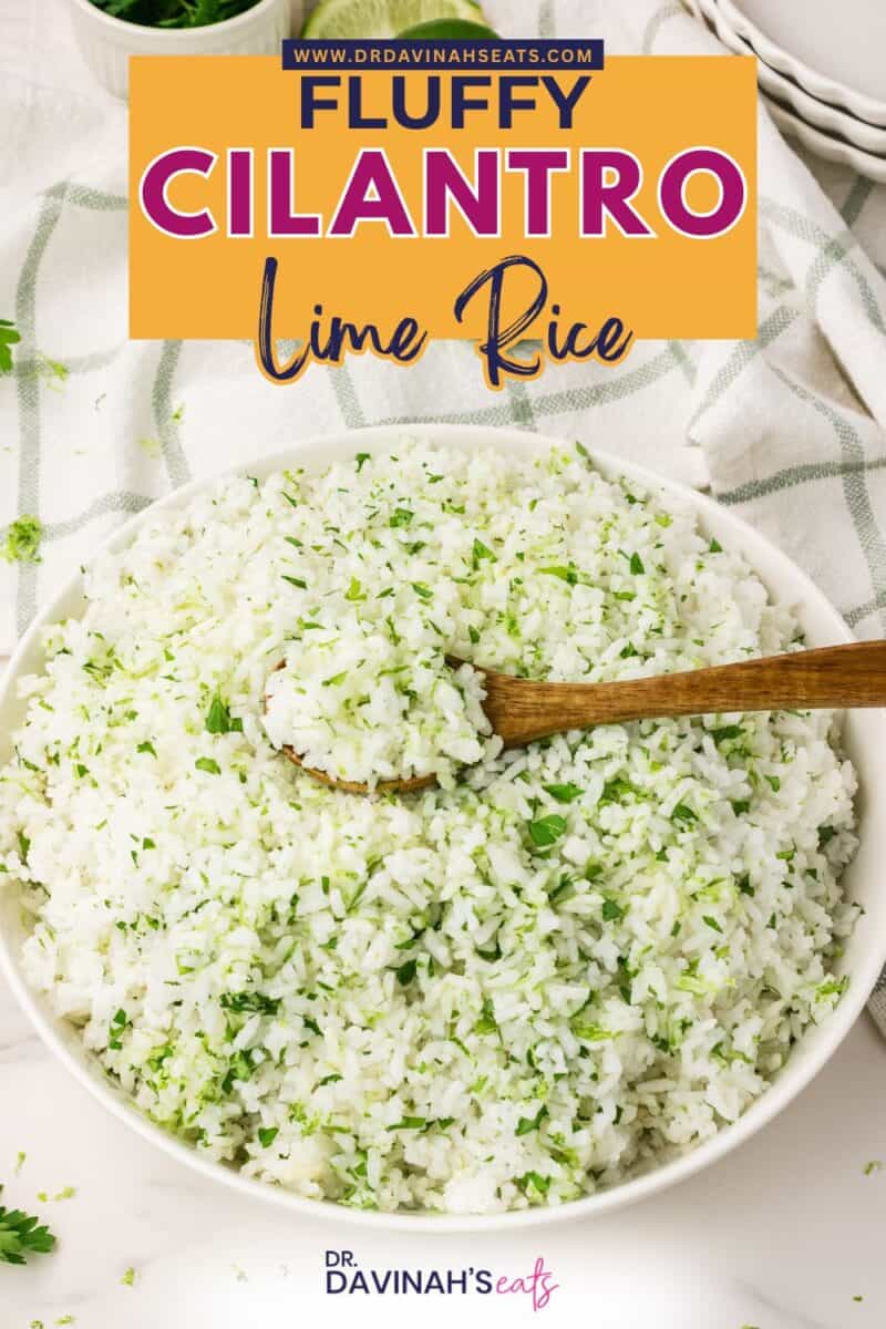 Rice with cilantro and lime served as a fresh side dish