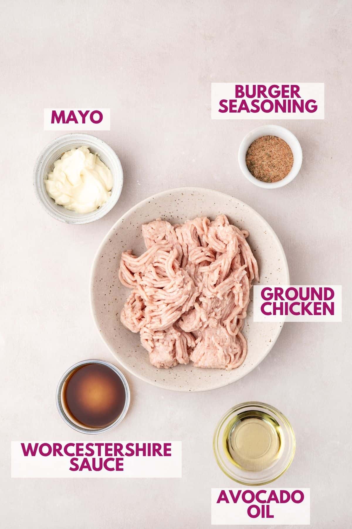 ingredients to make ground chicken burgers