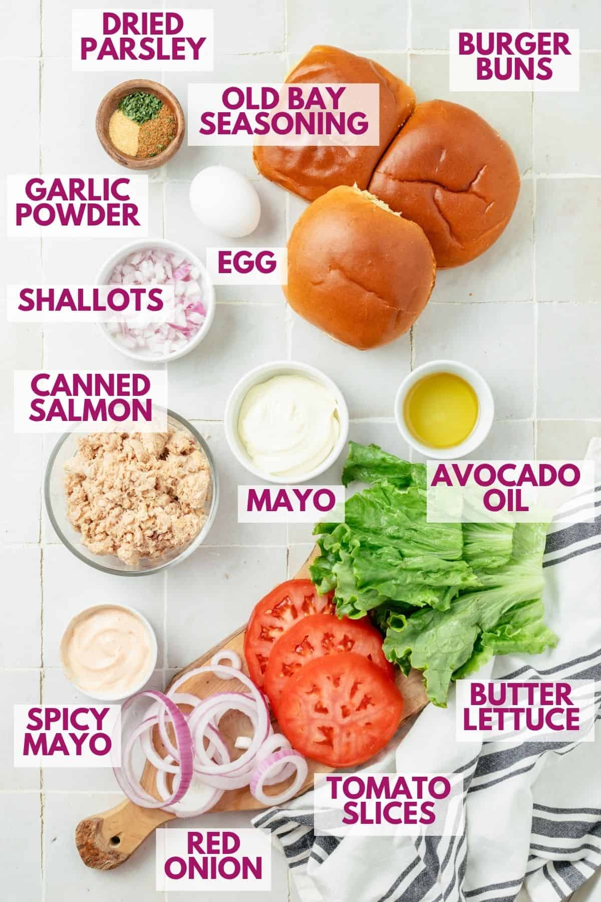 ingredients to make salmon burgers with canned salmon