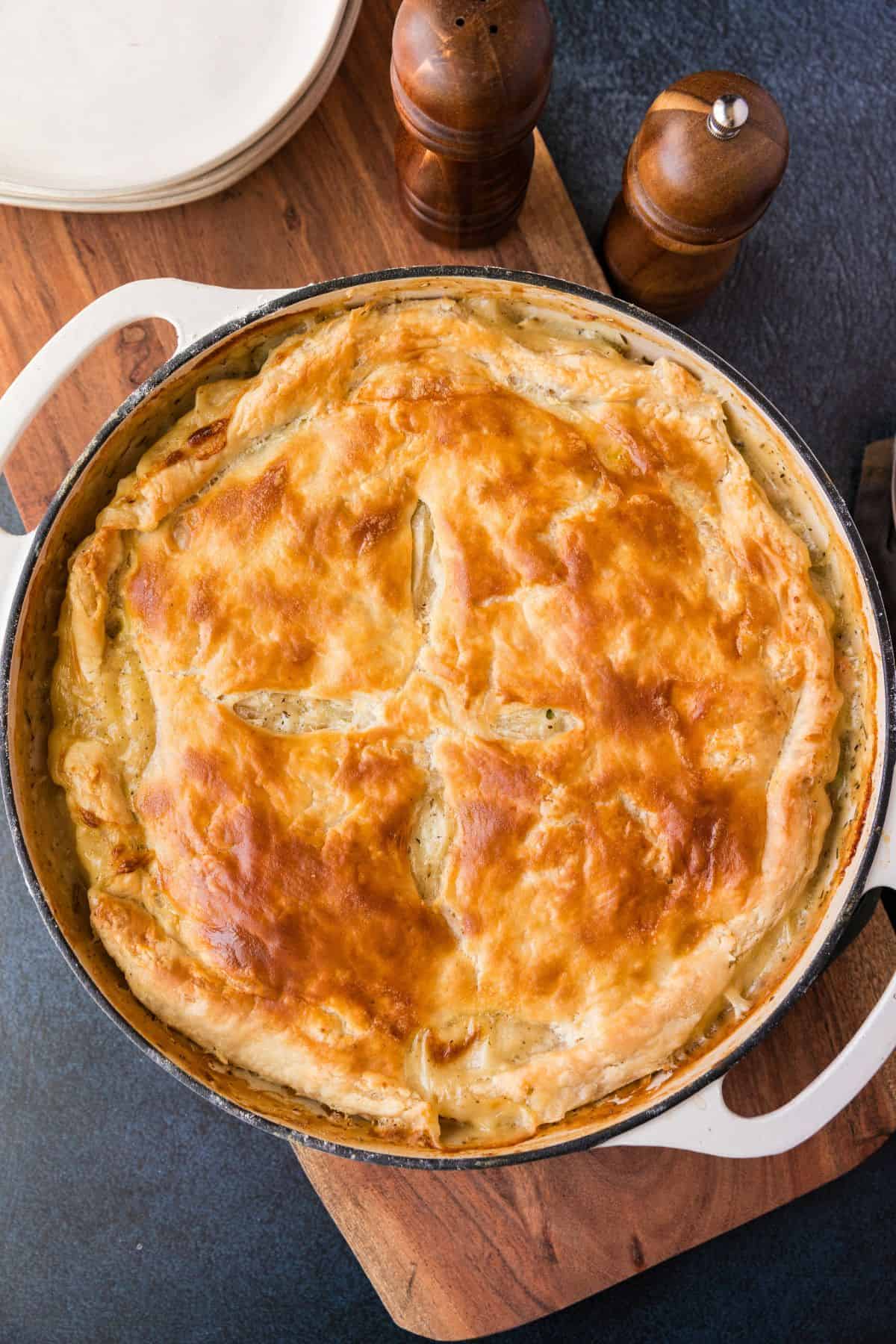 All-butter pie crust with a crunchy golden brown texture