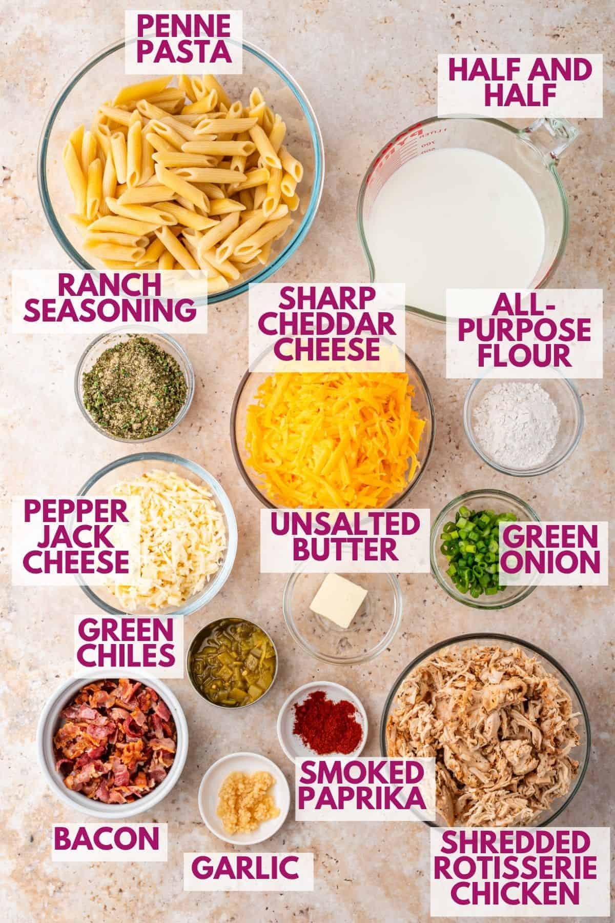 ingredients to make chicken bacon ranch casserole