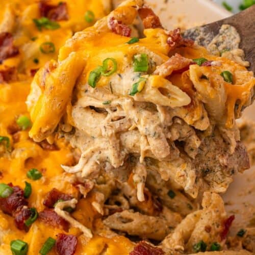 Bacon chicken ranch casserole with rich ranch flavor and bacon