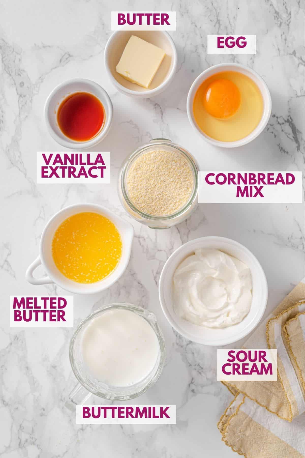 ingredients to make cornbread muffins