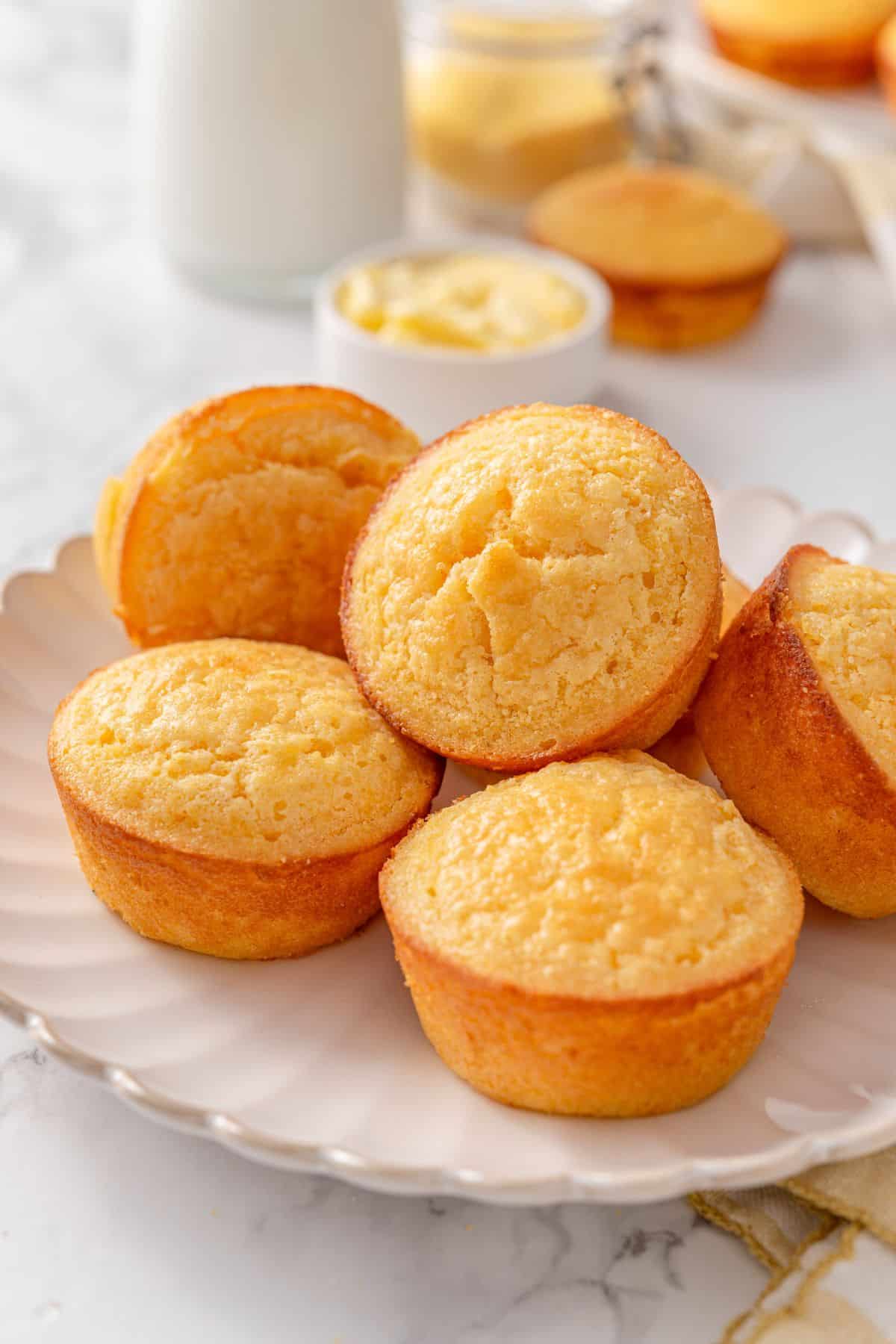 Jiffy cornbread muffins baked until fluffy and lightly golden