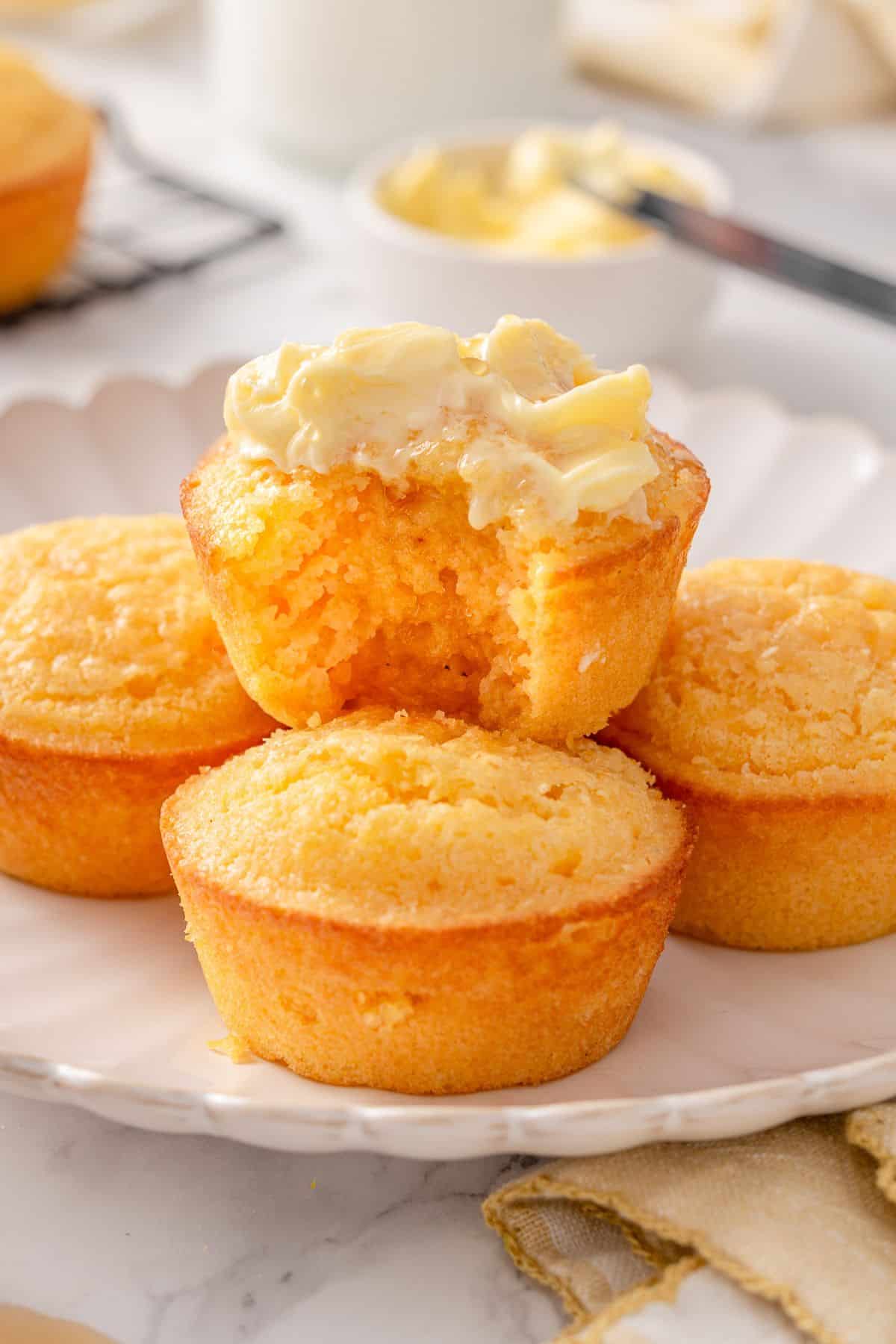 Homemade cornbread muffins with soft centers and crisp edges
