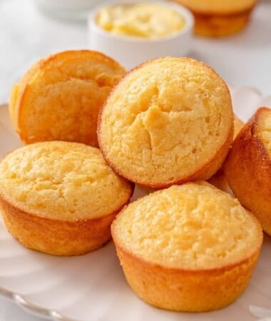 Cornbread muffins Jiffy mix baked with golden tops and soft fluffy centers