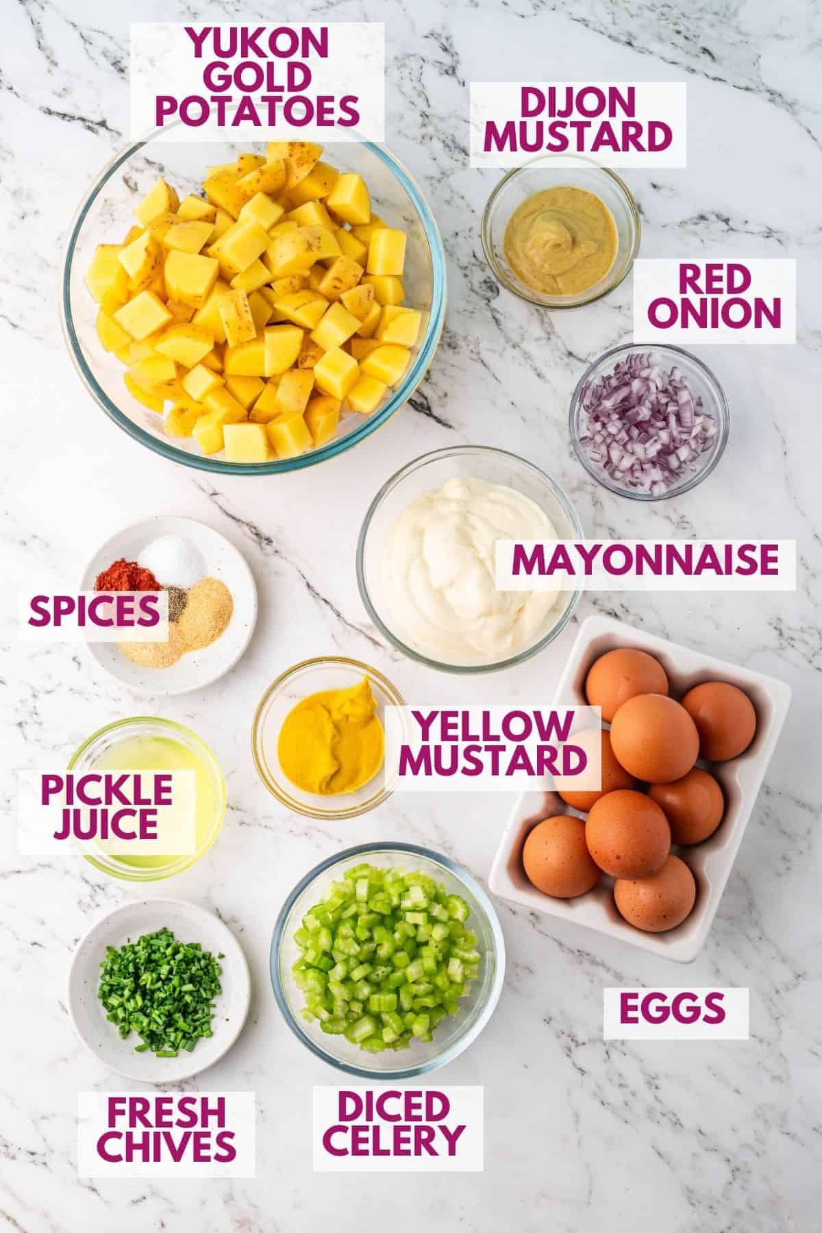 ingredients to make deviled egg potato salad