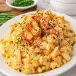 Deviled egg potato salad recipe with Dijon mustard and seasoning
