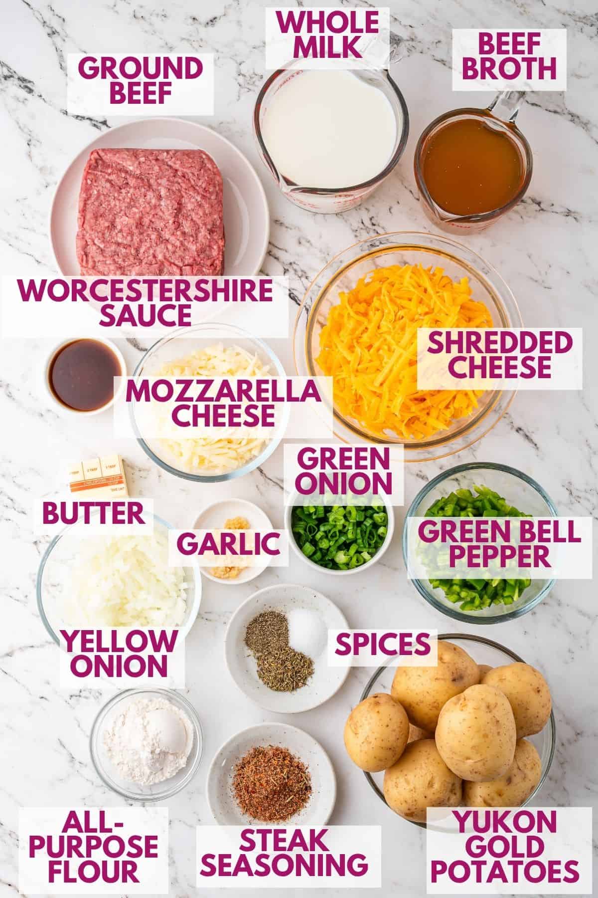ingredients to make hamburger potato casserole