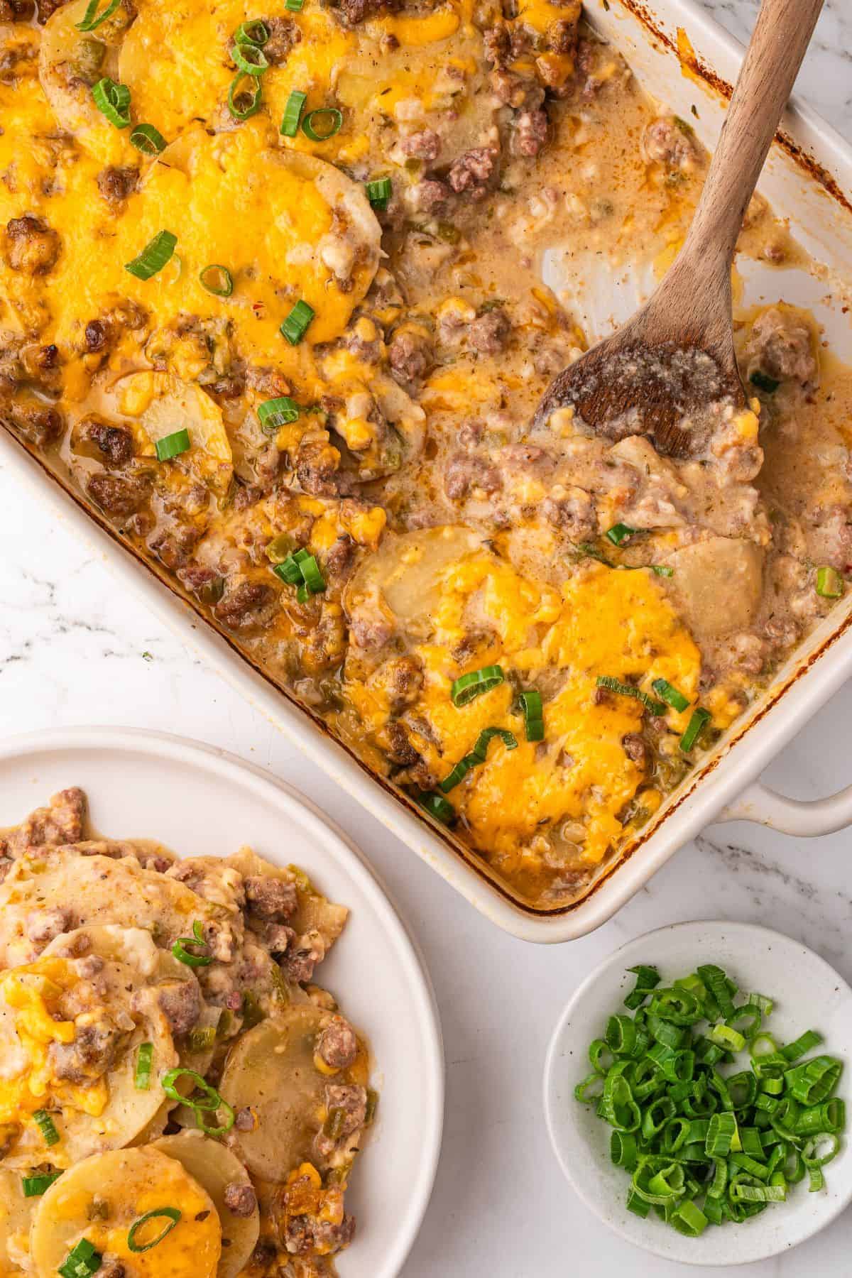 Hamburger potato casserole without soup made with homemade sauce