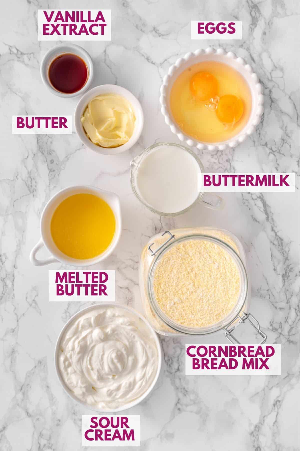 ingredients to make homemade cornbread