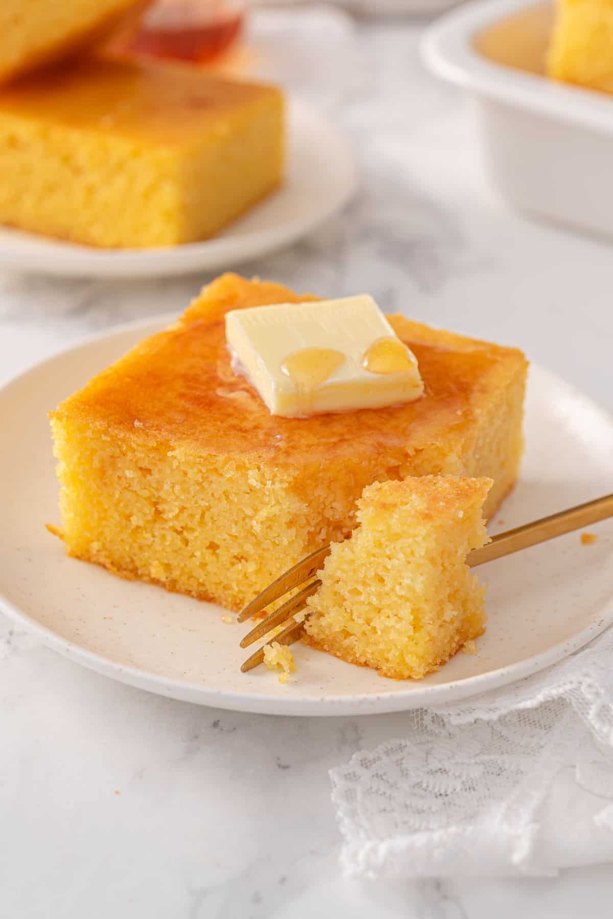 Simple homemade cornbread with buttery edges and soft center