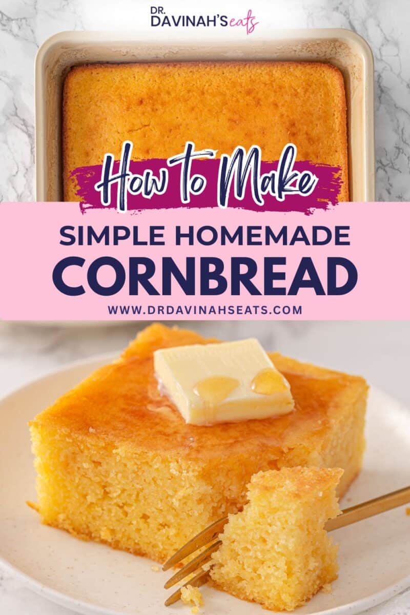 Homemade cornbread with a tender crumb and lightly sweet flavor