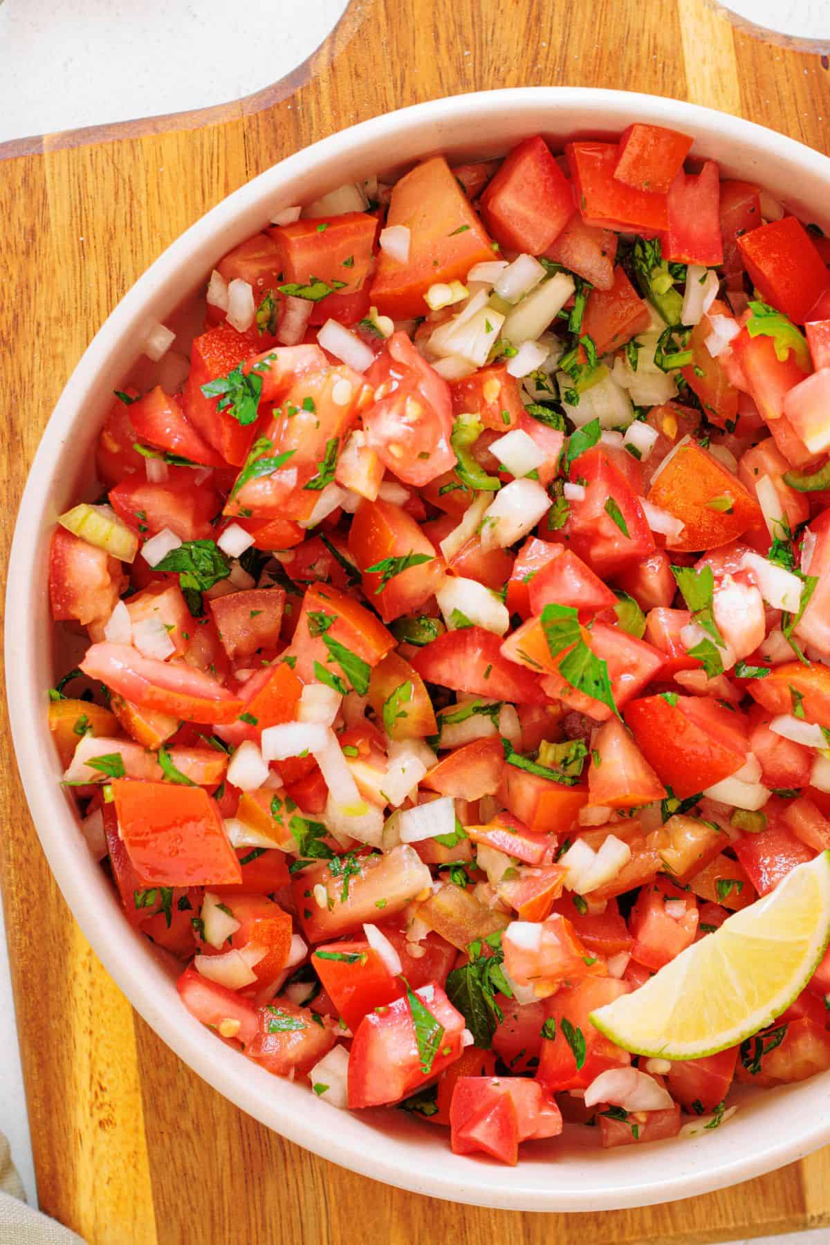 Fresh homemade pico de gallo ready for tacos and nachos