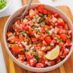 Homemade pico de gallo served as a fresh topping for Mexican dishes