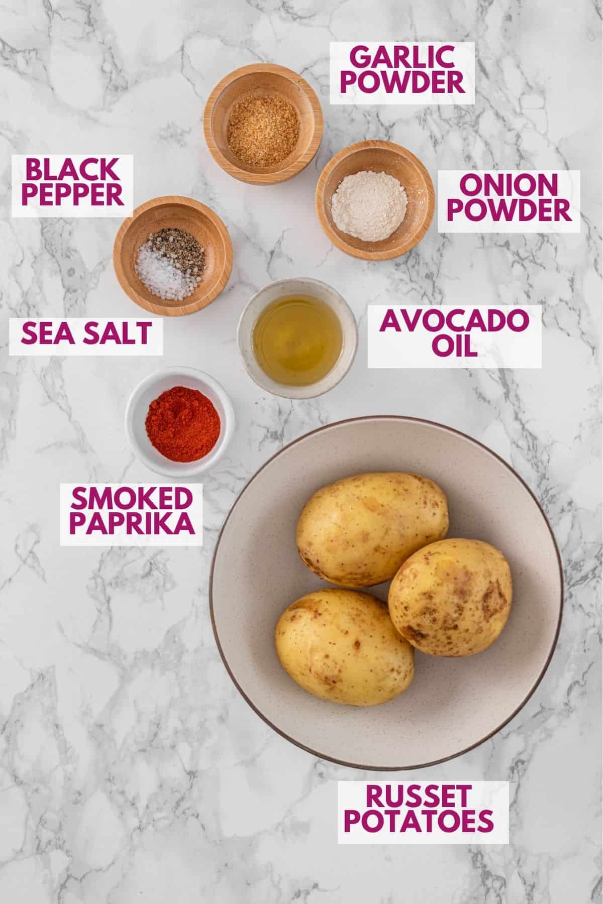 ingredients to make air fryer potato wedges