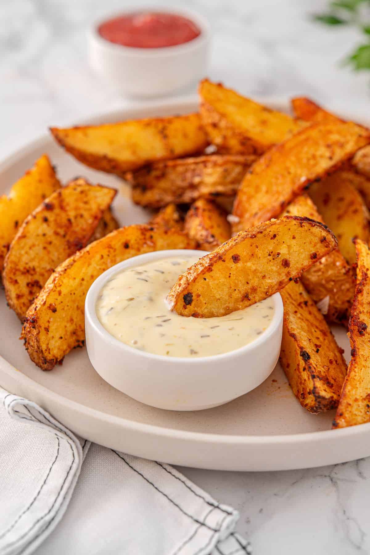 Homemade potato wedges air fryer with crispy edges and soft center