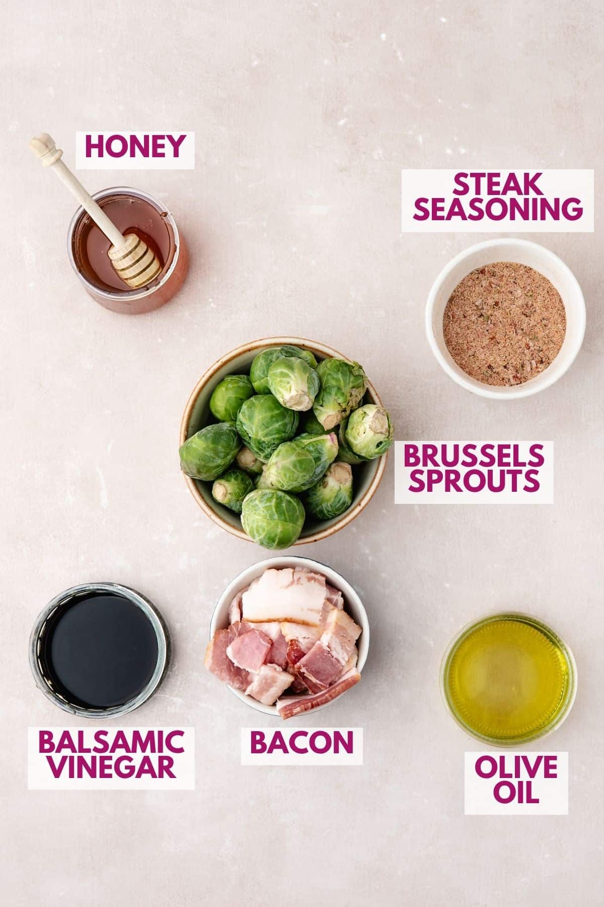 ingredients to make roasted Brussels sprouts with bacon