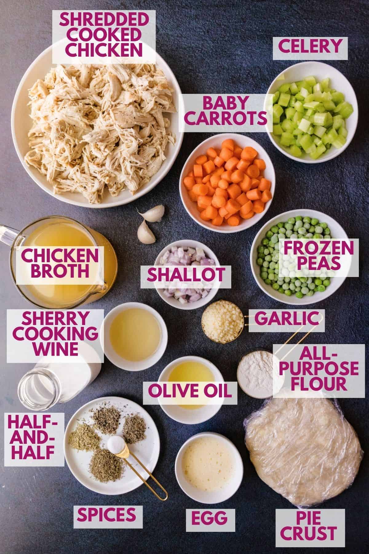 ingredients to make skillet chicken pot pie