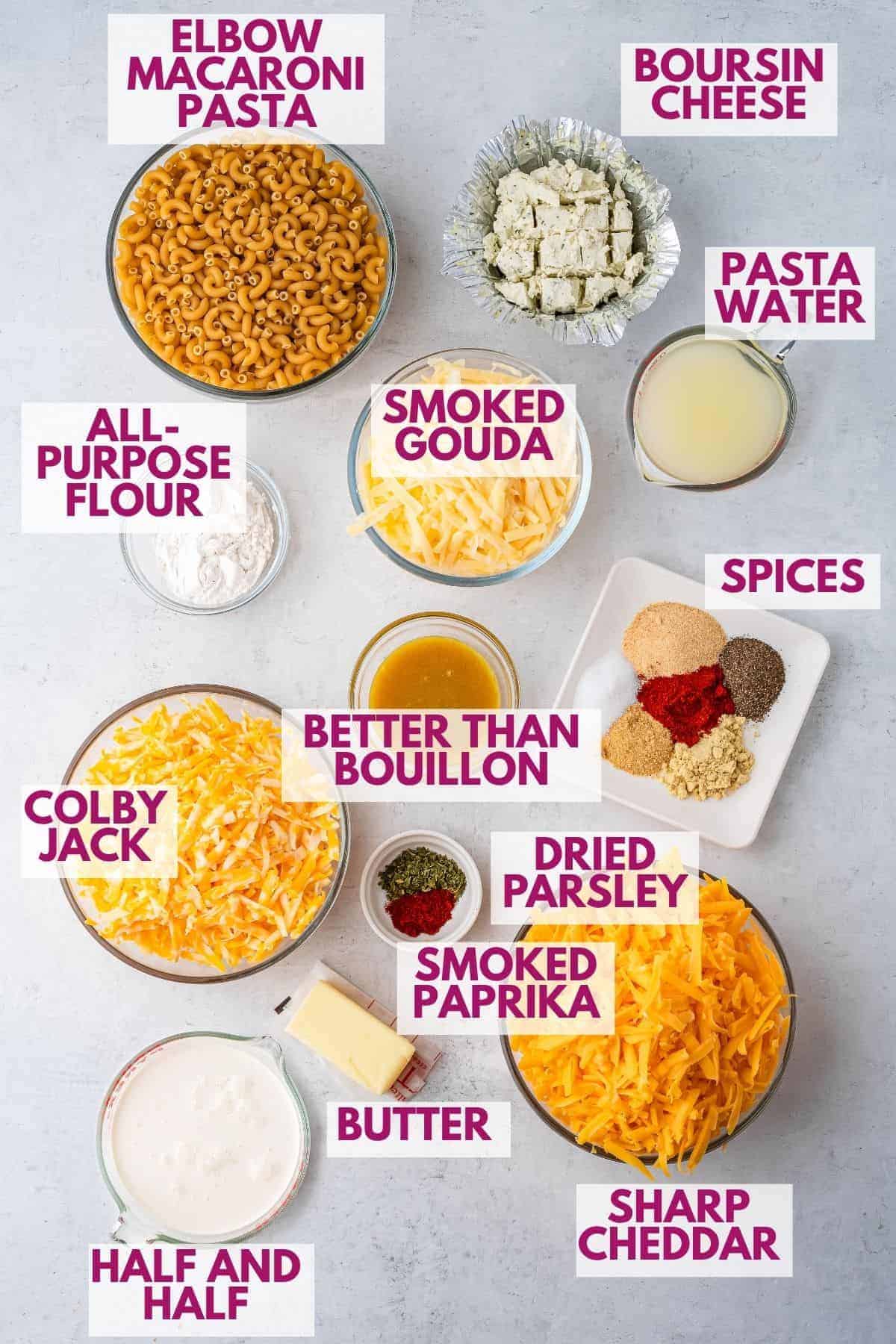 ingredients to make baked macaroni and cheese