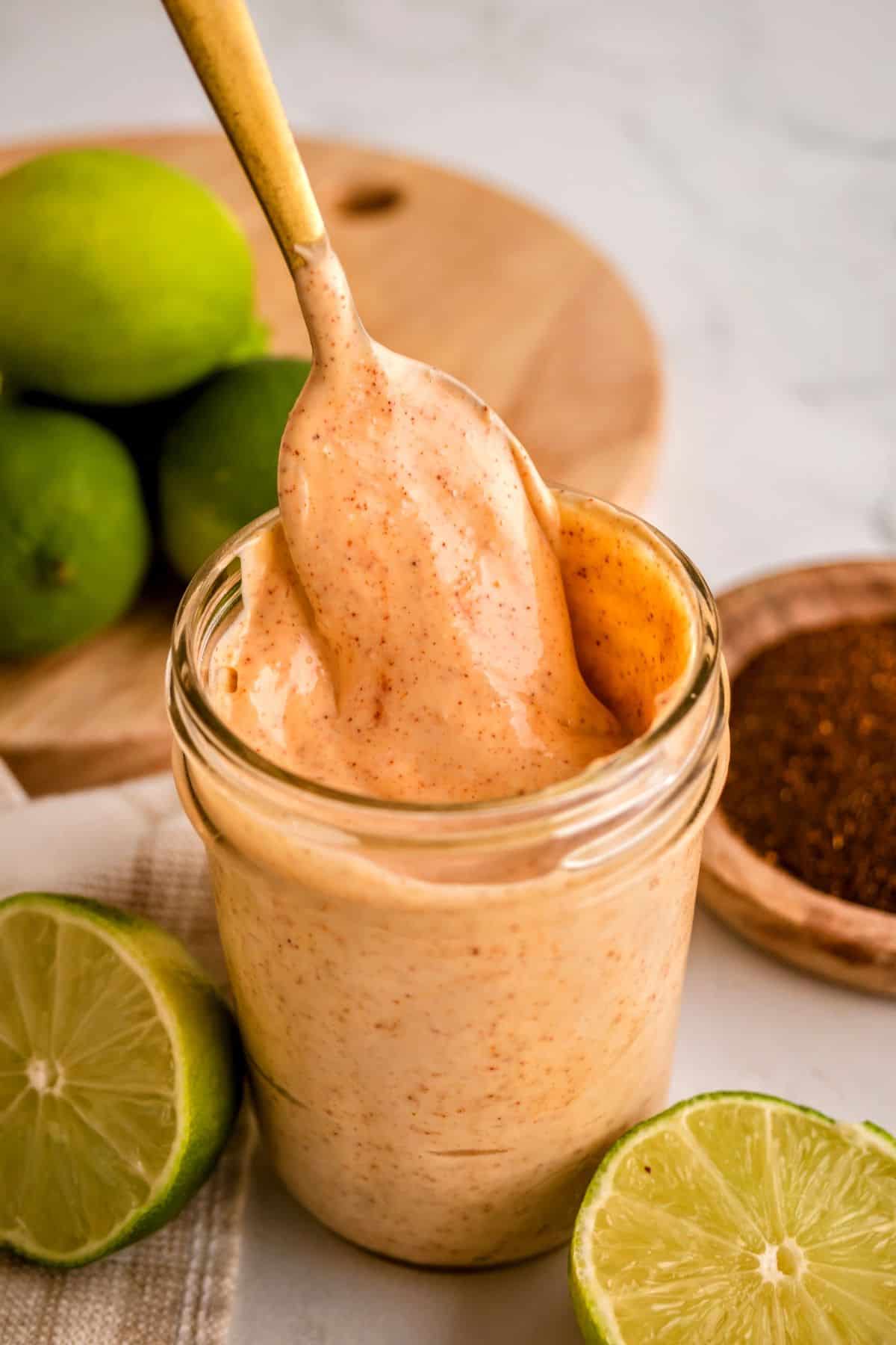 Chipotle mayonnaise sauce with a smooth, creamy texture