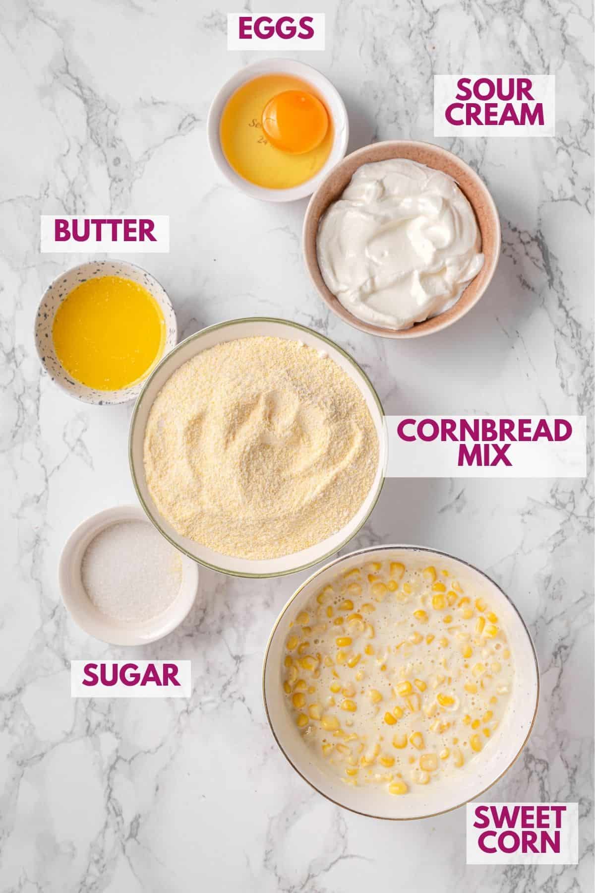 ingredients to make cornbread casserole