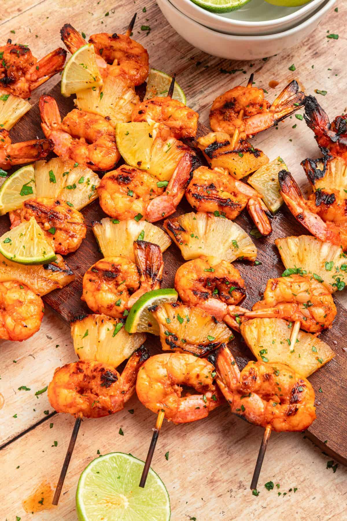 Grilled shrimp skewers recipe with juicy shrimp and sweet pineapple