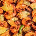 Grilled pineapple shrimp skewers with smoky sweet flavor