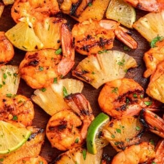 Grilled pineapple shrimp skewers with smoky sweet flavor