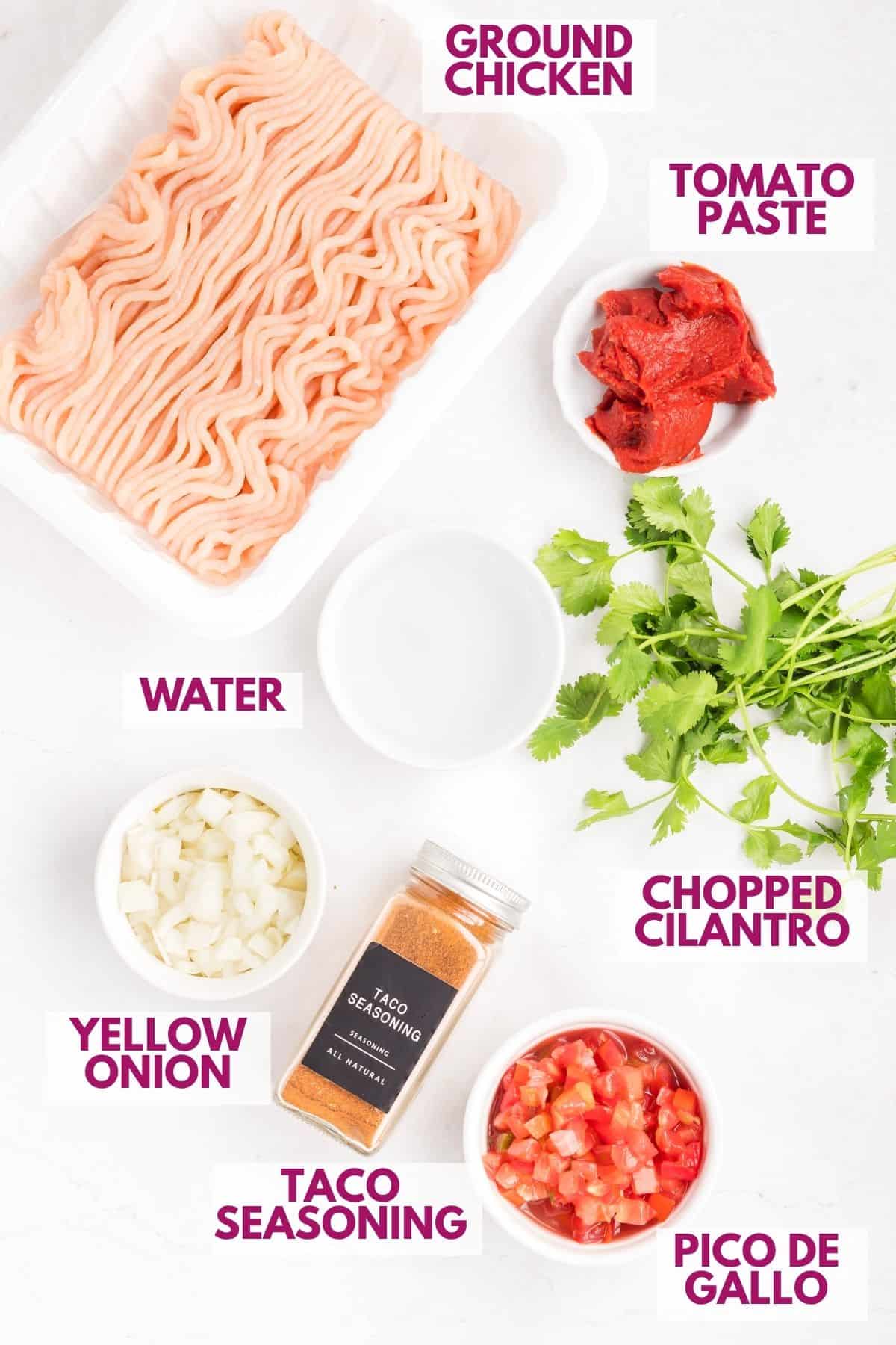 ingredients to make ground chicken tacos