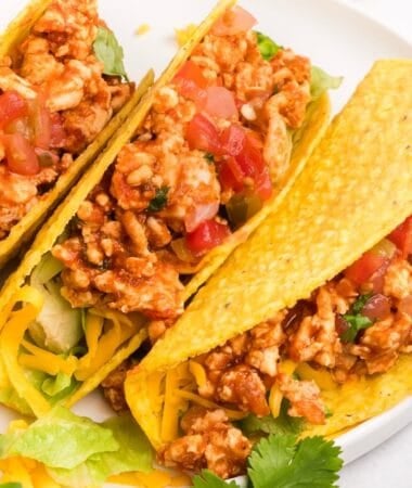 Chicken tacos ground chicken cooked with spices and tomato paste