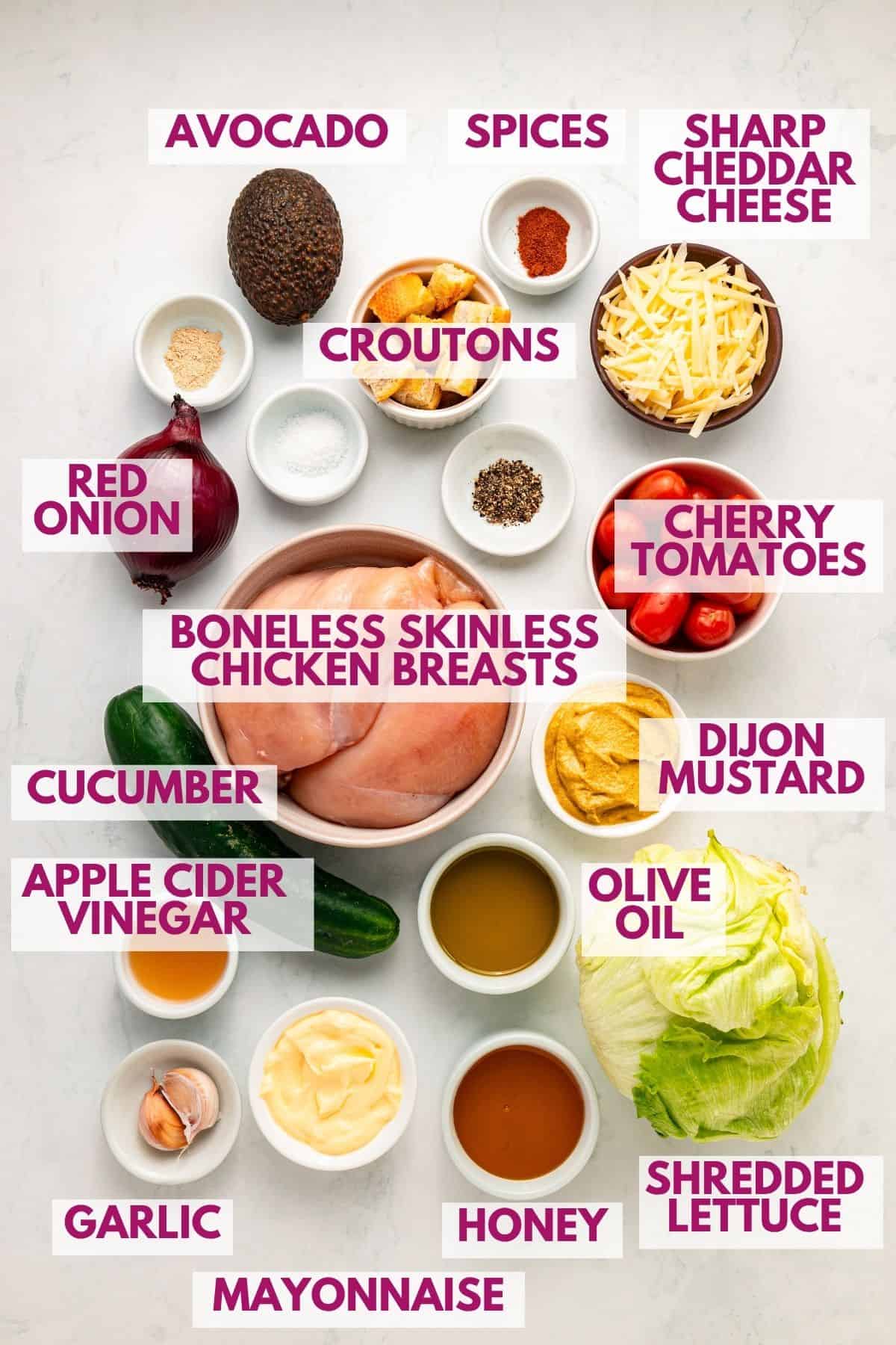 ingredients to make honey mustard chicken salad