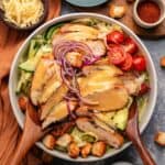 Honey mustard chicken avocado salad with tender grilled chicken