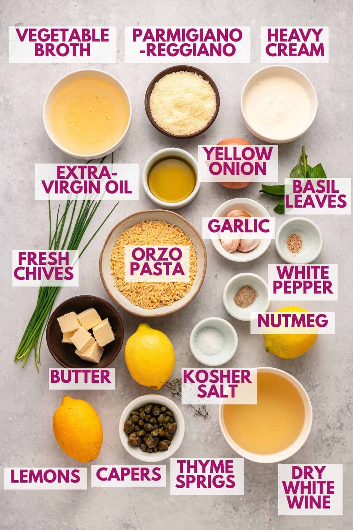 ingredients to make lemon orzo pasta