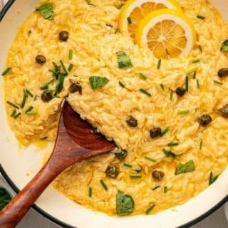 Lemon orzo pasta recipe cooked until creamy and smooth