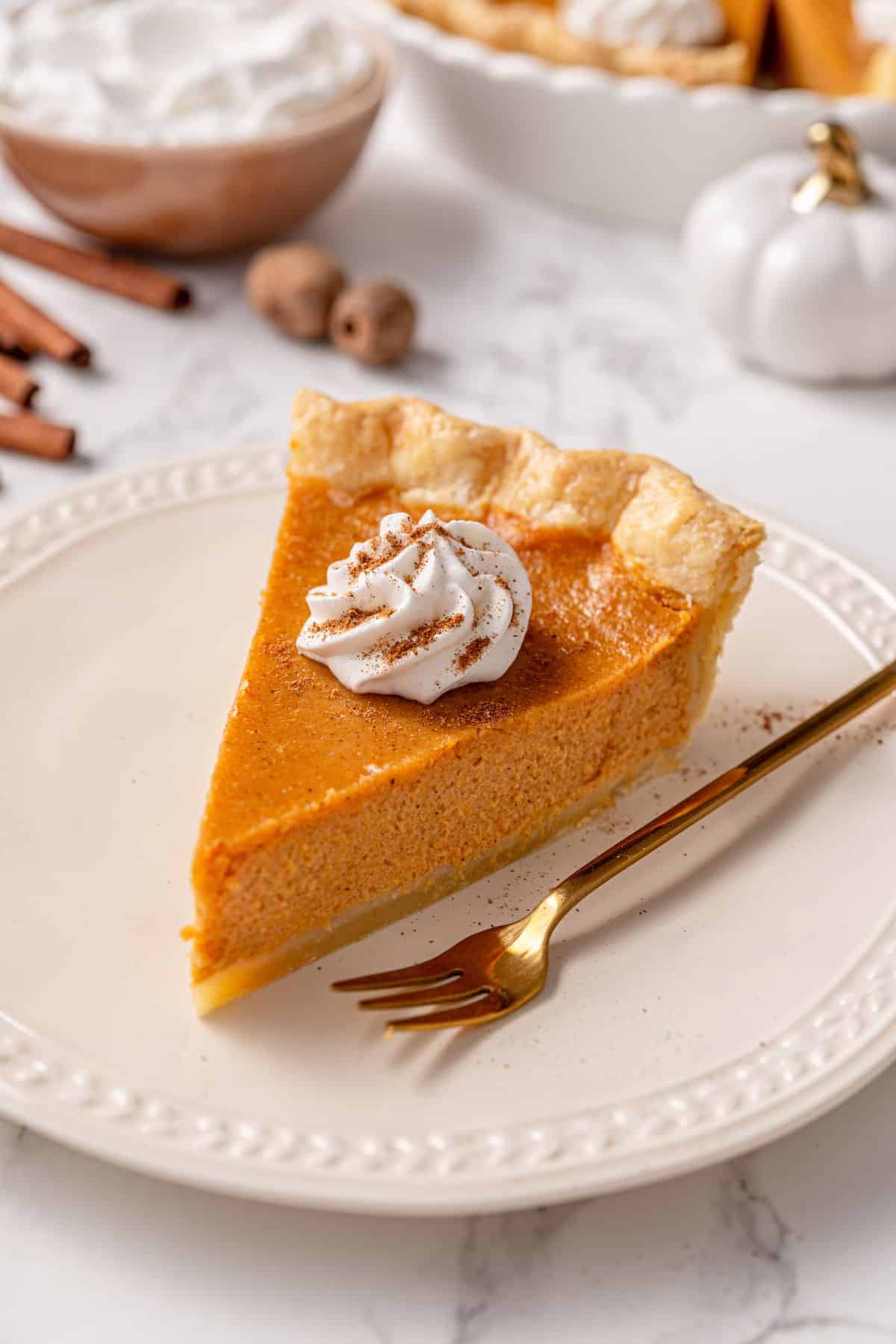 Pumpkin pie with condensed milk recipe topped with whipped cream
