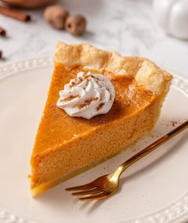 Classic pumpkin pie with condensed milk and rich pumpkin flavor