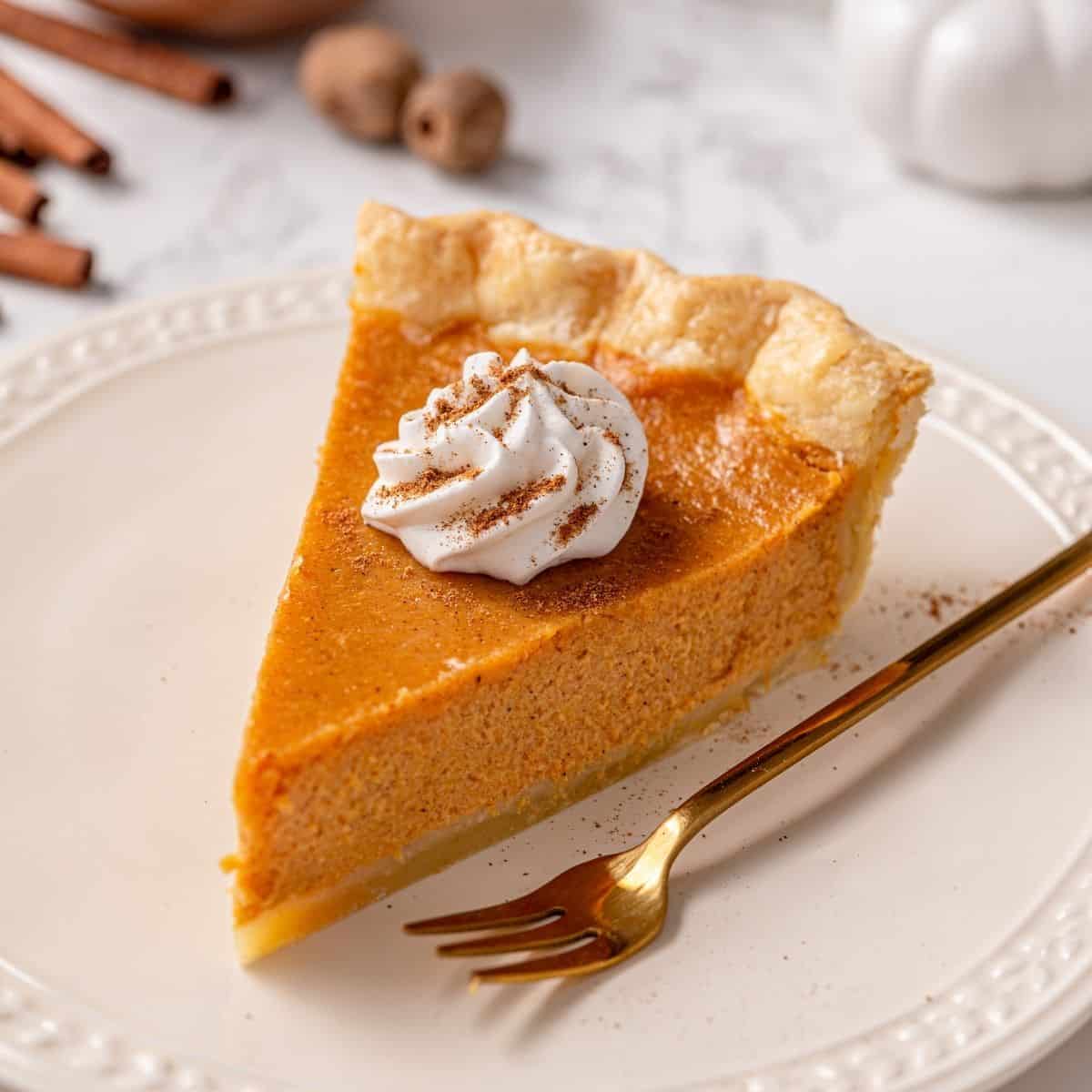 Classic pumpkin pie with condensed milk and rich pumpkin flavor