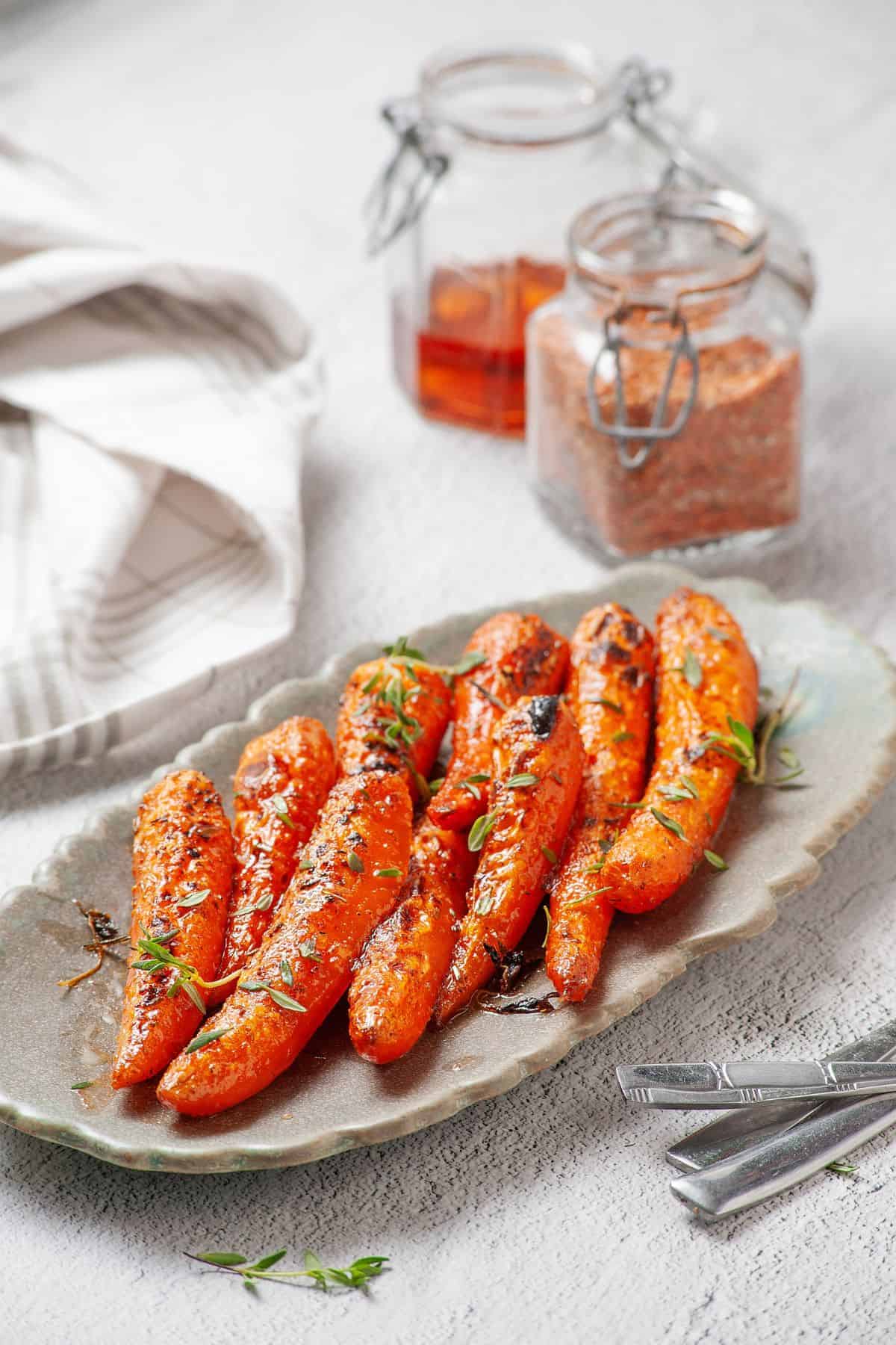 Maple glazed carrots with tender centers and golden caramelized edges