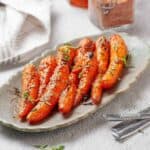 Maple glazed carrots roasted until fork-tender and golden around the edges