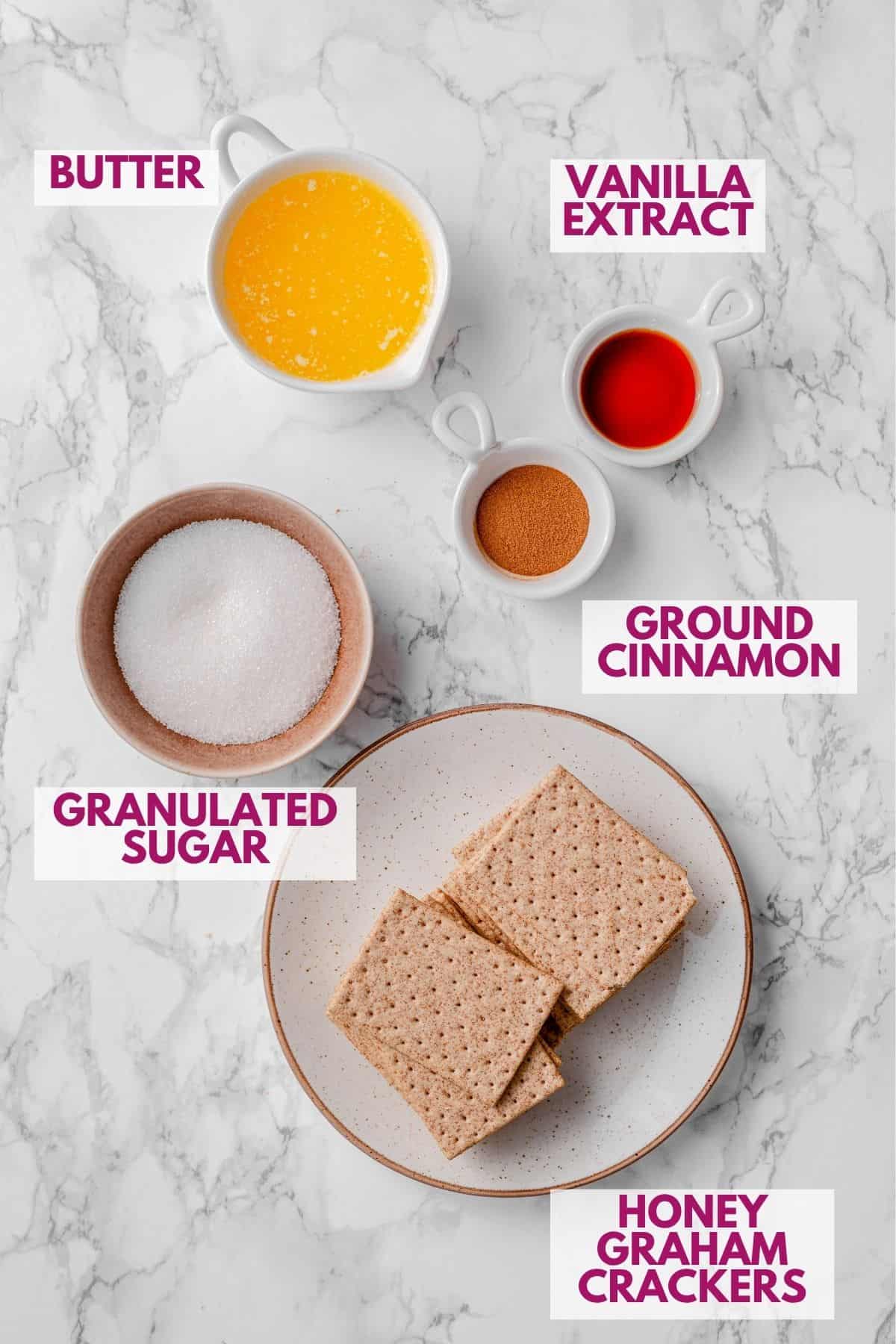 ingredients to make graham cracker pie crust