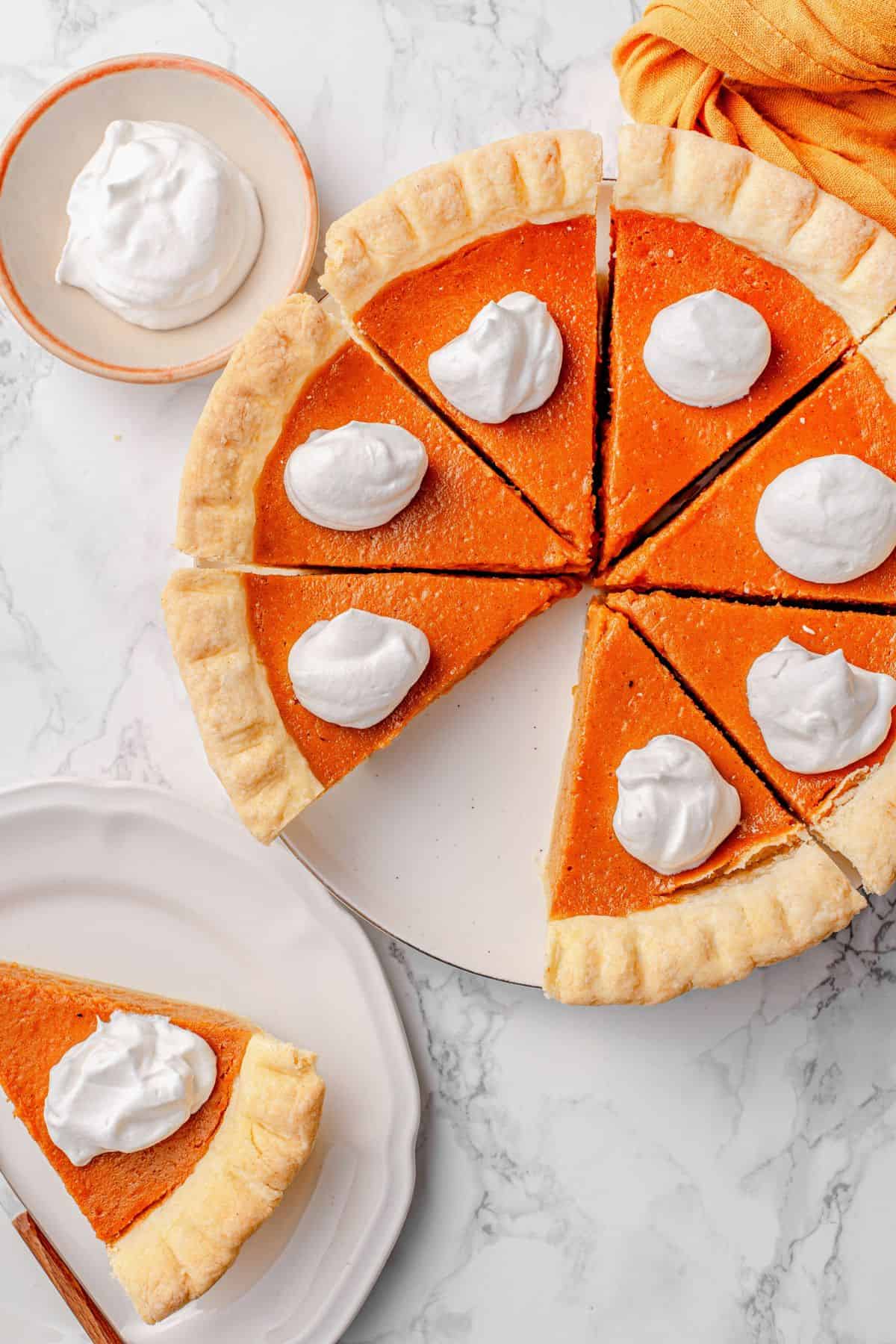 Southern sweet potato pie with a smooth, creamy texture and golden edges