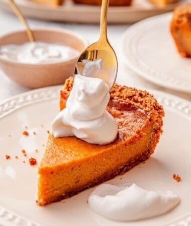 Sweet potato pie with premade graham cracker crust baked until lightly golden