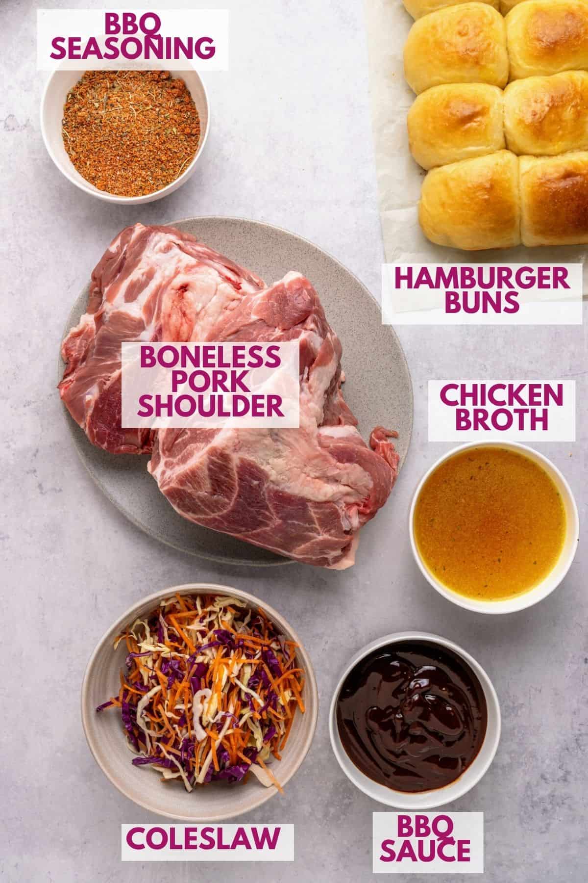 ingredients to make Barbecued pulled pork in a slow cooker